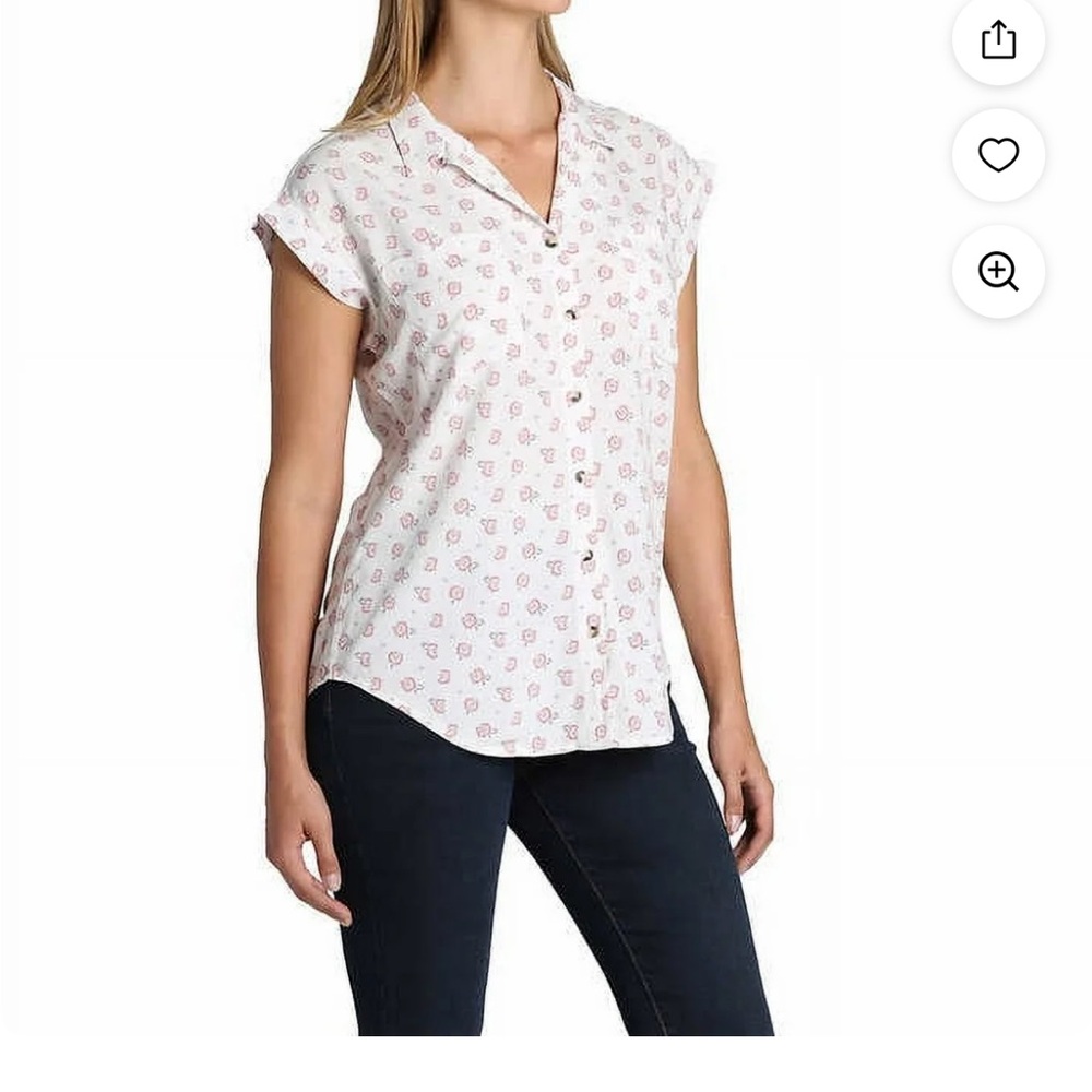 Jachs Cream Cap Sleeve Button Down Shirt